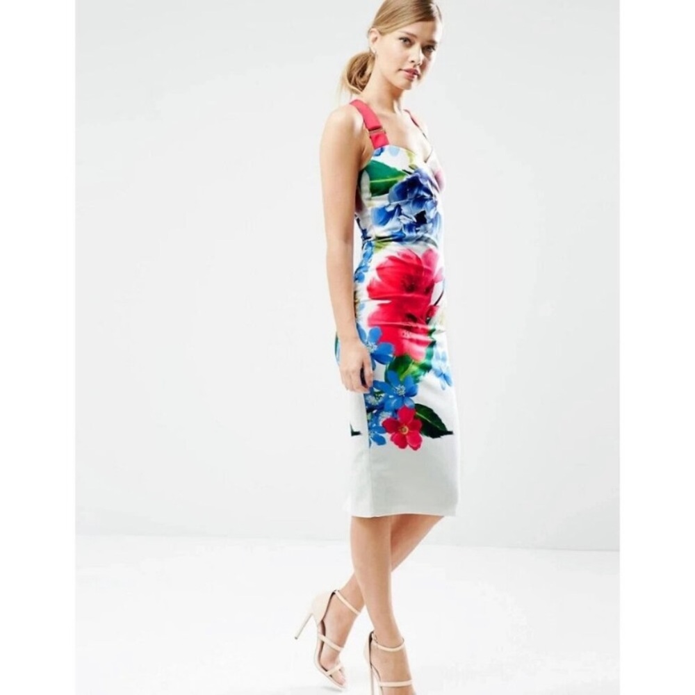 NWT Ted Baker Alexie Forget Me Not Floral Midi Dress - Size US 2 - Picture 3 of 6